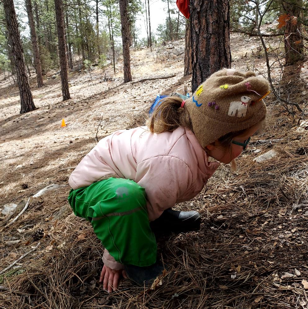 child pretending to be an animal